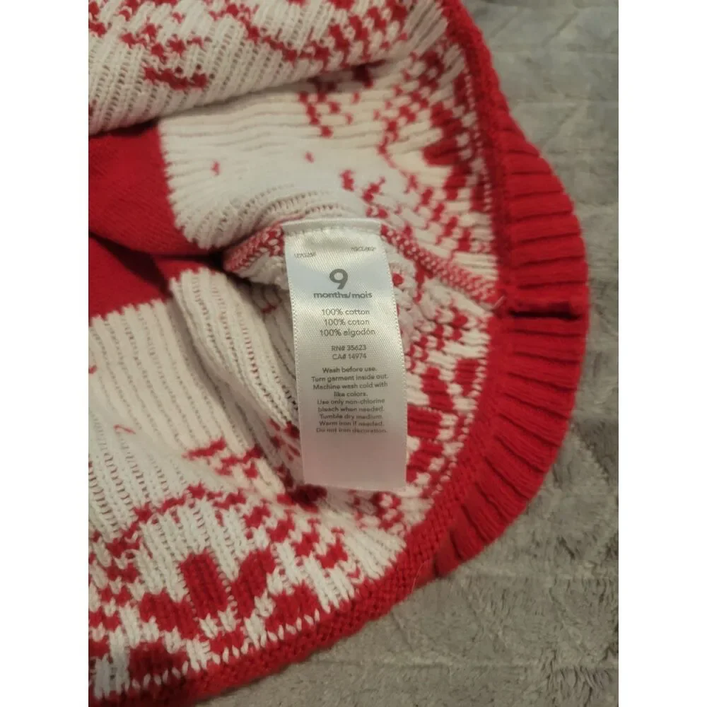 Carter's Just One You Red Sweater Dress & Polka Dot Reindeer Footed Pajamas 9M